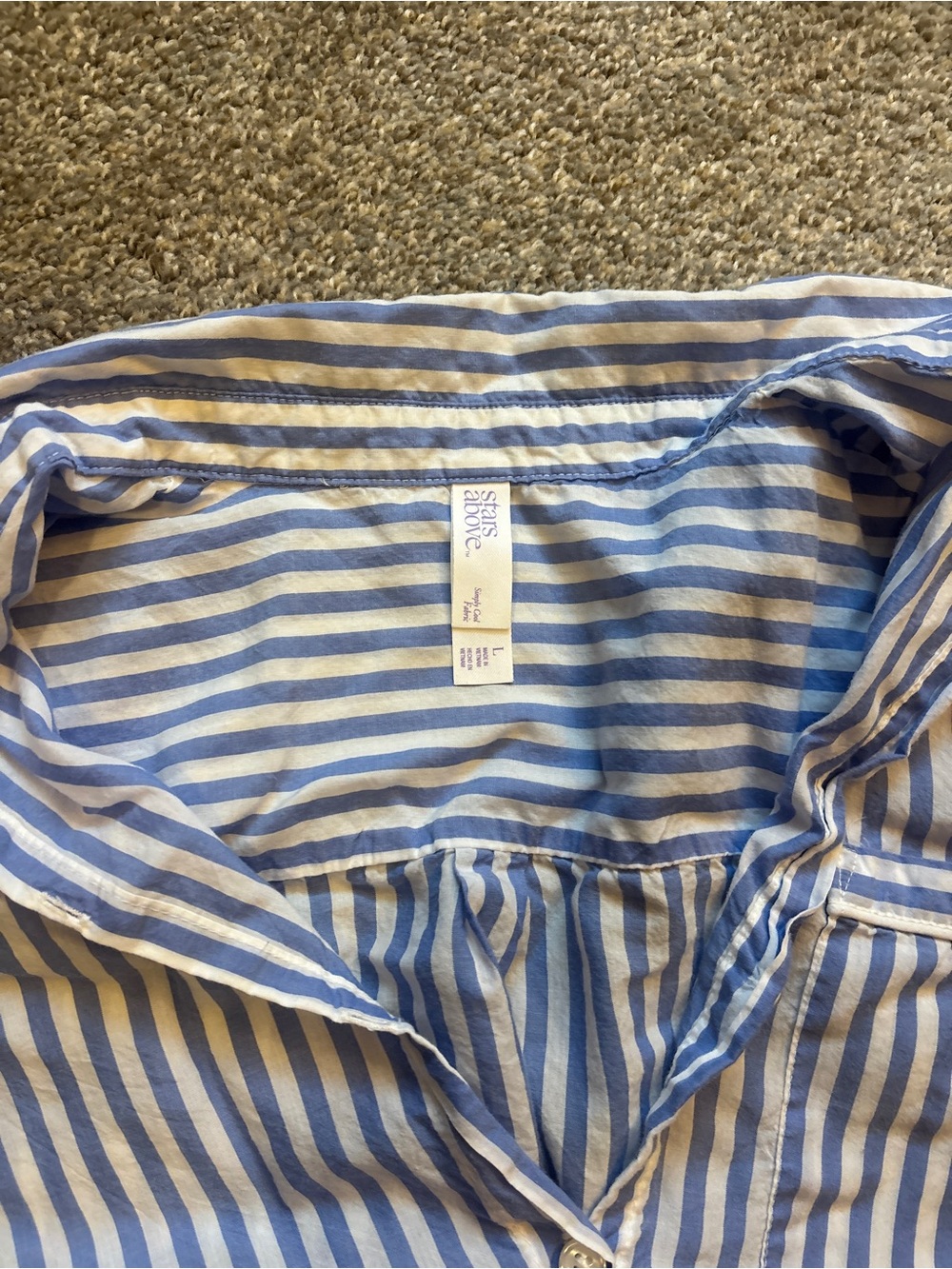 Stars Above Target Striped Blue & White Short Sleeve Pajamas Set - Picture 5 of 8